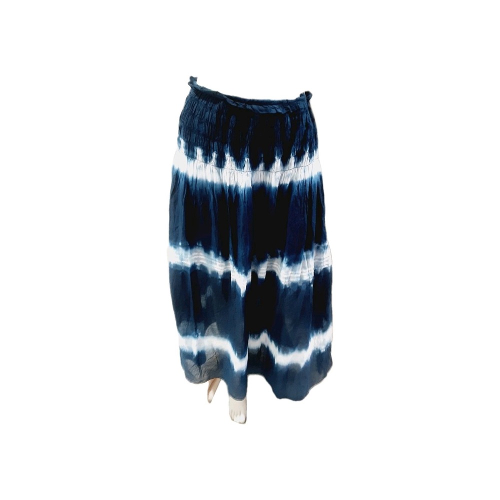Johnny Was Amanda Bond Charlotte Maxi Long Skirt Blue White Tie Dye SZ Medium